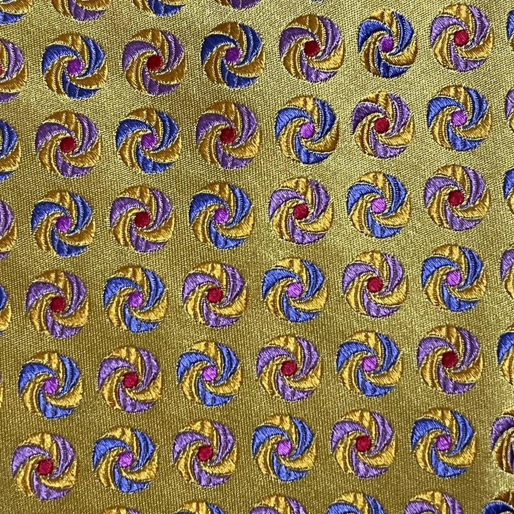 Ted Baker Silk Tie Yellow Gold Circle Print‎ Old Money Executive Businesswear